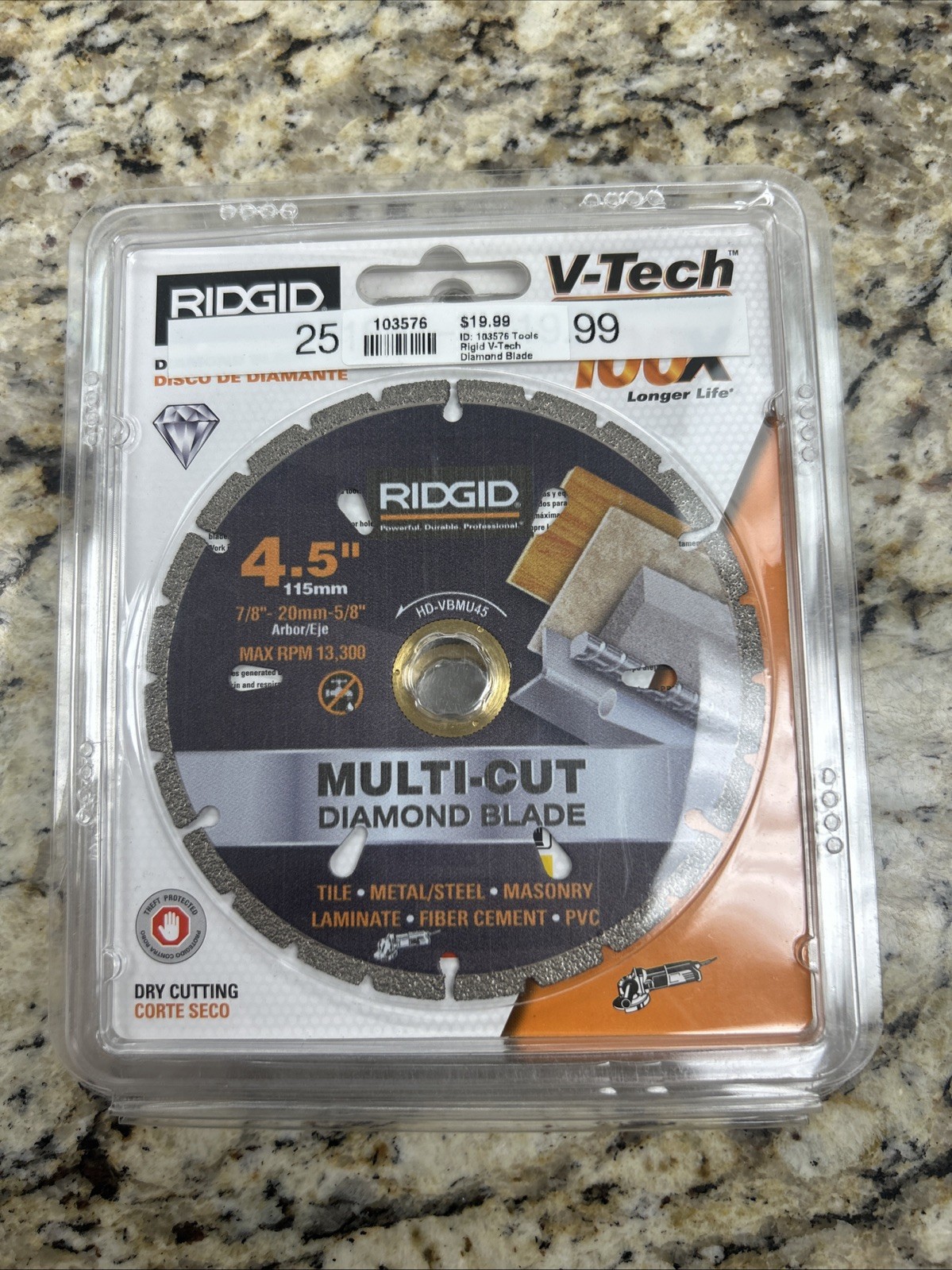 Ridgid V-Tech 4.5 in. Diamond Multi-Cut Diamond Blade, #HD-VBMU45