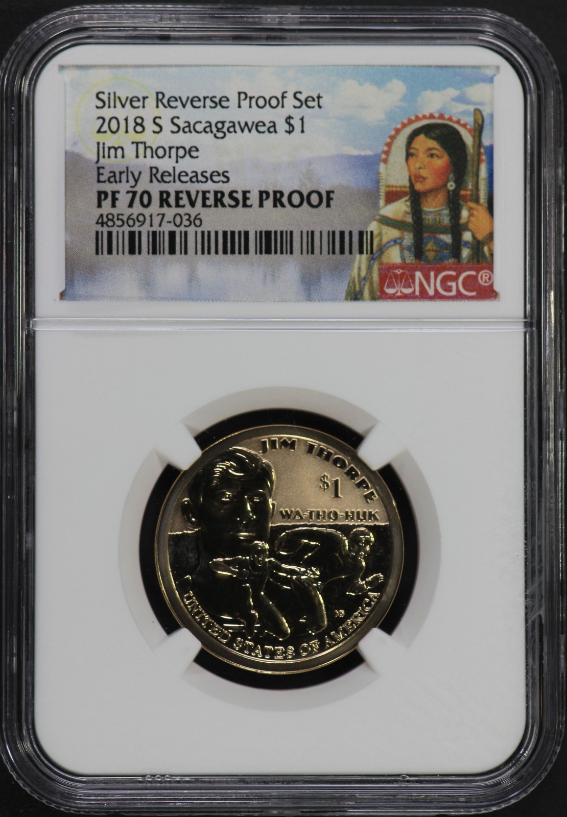 2018-S NGC Sacagawea Native American Dollar Reverse Proof PF70 First Day o Issue