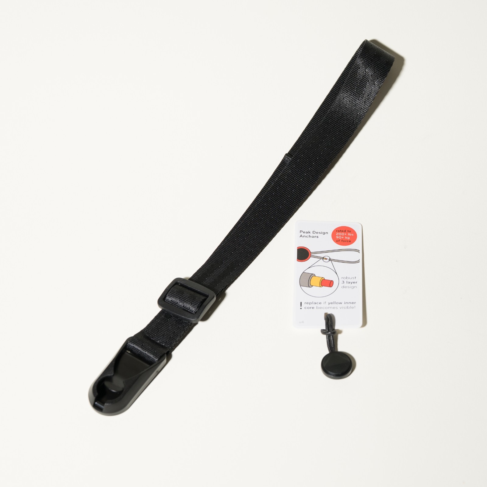 All Black Adjustable Slim Photo Camera Strap w/ Peak Design Anchor - Quick Mount