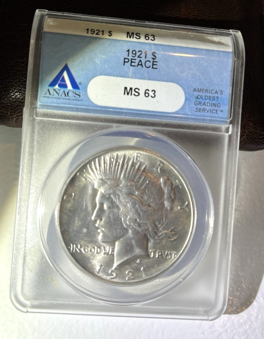 1921 Peace Silver Dollar ANACS MS63 BLAZER