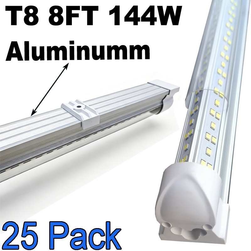 25PACK 8' Led Shop Light Fixture 144W 8FT Integrated Led Tube Light Bulbs 6500K