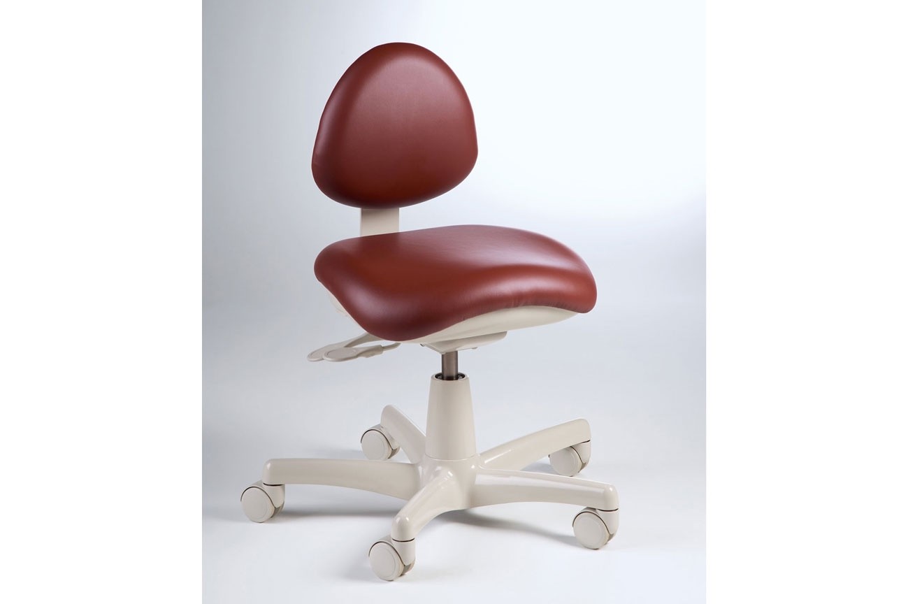 Midmark Dental Doctor Stool 153811 Red Leather Upholstery Preowned