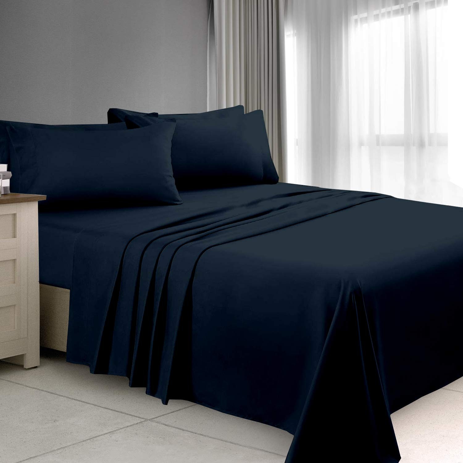 King/California King Waterbed Sheets, 4 Piece Attached Sheet Set, Fits 18 Inc...