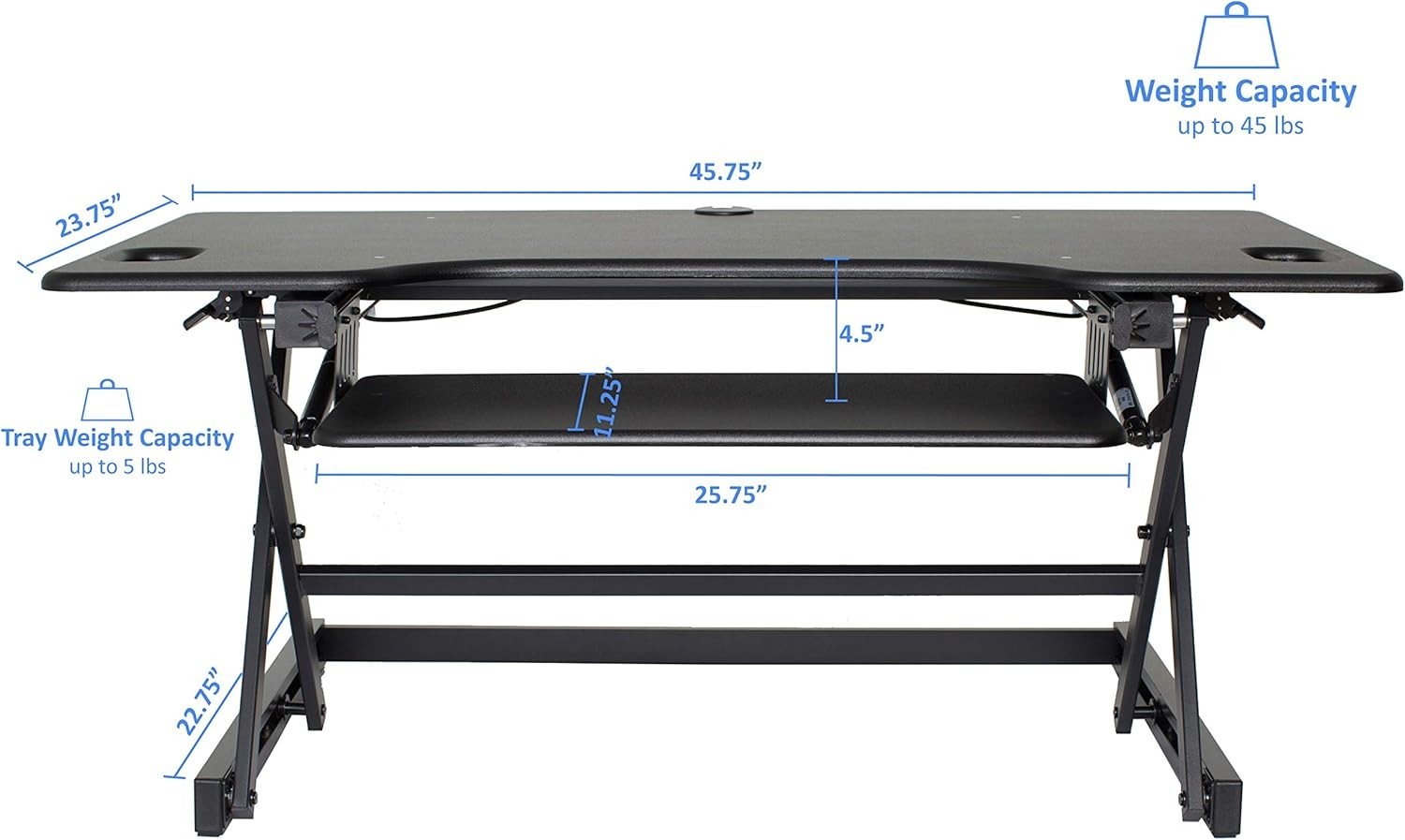 46" Large Height Adjustable Standing Desk Converter Quick Sit Stand Up Triple