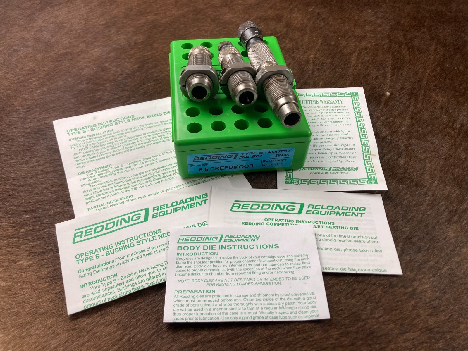 Redding P/N 38446 6.5 Creedmoor Type S Match Die Set, Reloading Dies & Box