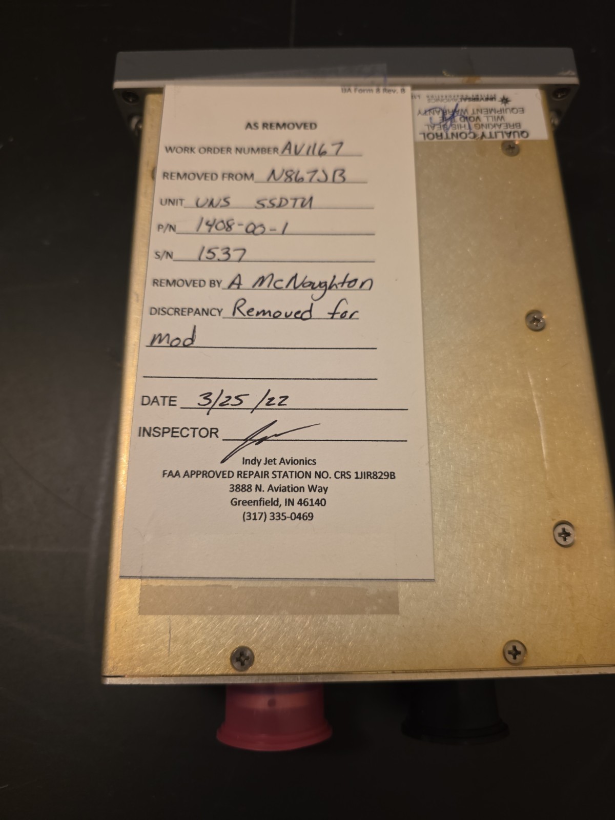 Universal Avionics Solid-State Data Transfer Unit (SSDTU); p/n 1408-00-1