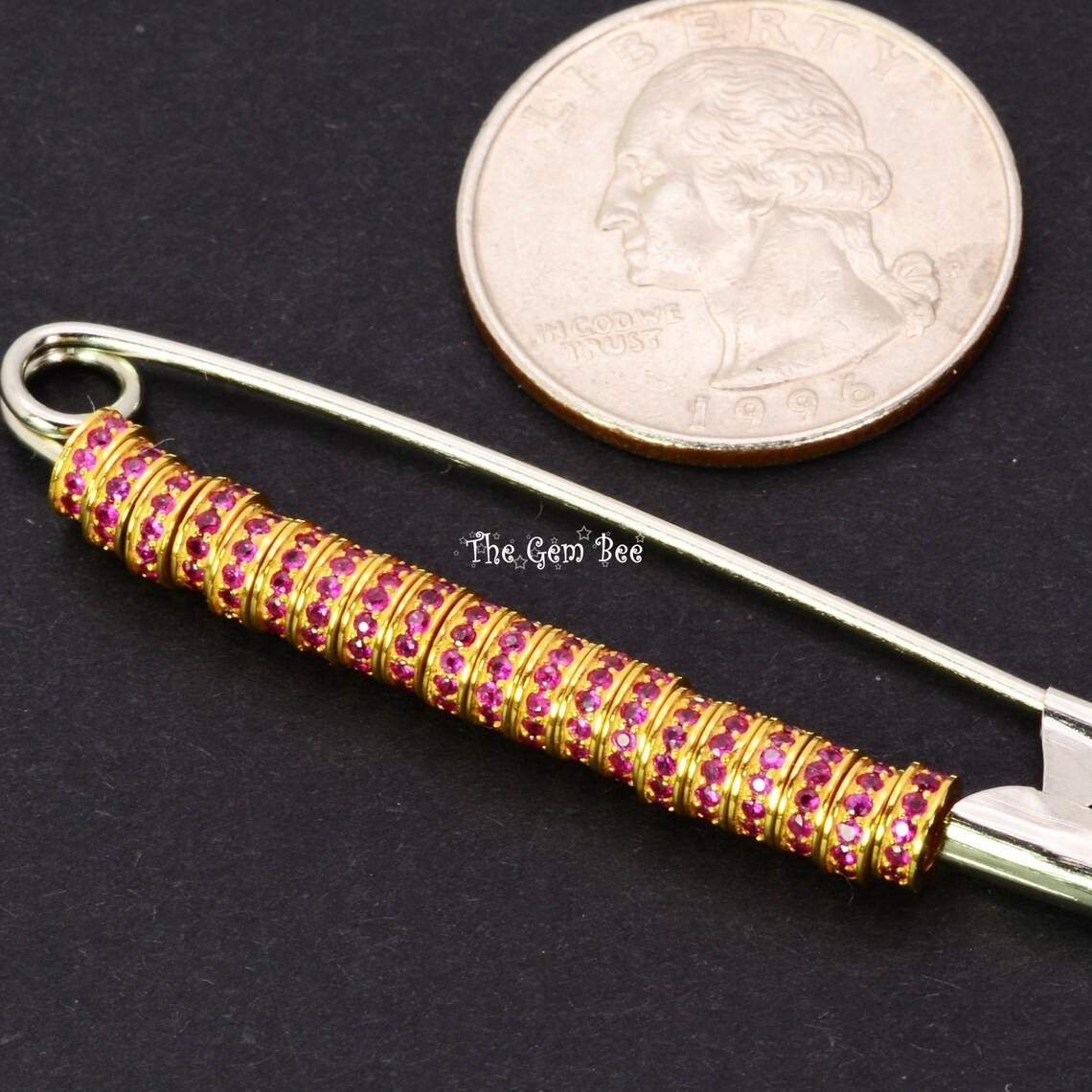 5mm 18k Solid Yellow Gold Ruby Eternity Rondelle Spacer Finding Bead