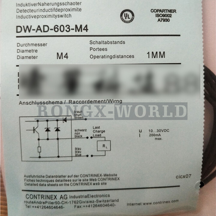 ONE for Contrinex DW-AD-603-M4 Proximity Switch New
