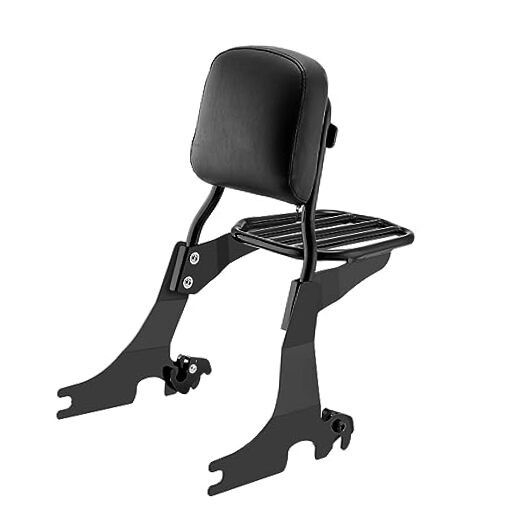 Passenger Backrest Sissy Bar & Luggage Rack Detachable Black 2004-2023