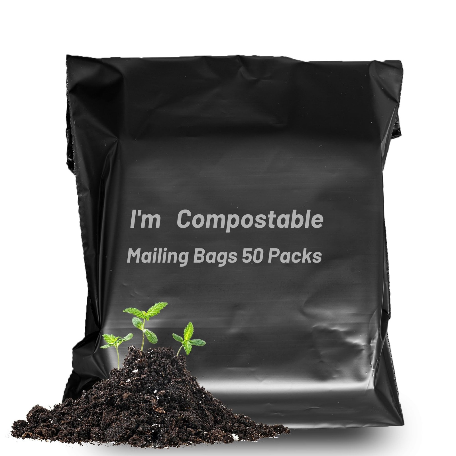 10.6x16.7 inch Compostable Shipping Bags 50 Count Compost Poly Mailers with E...