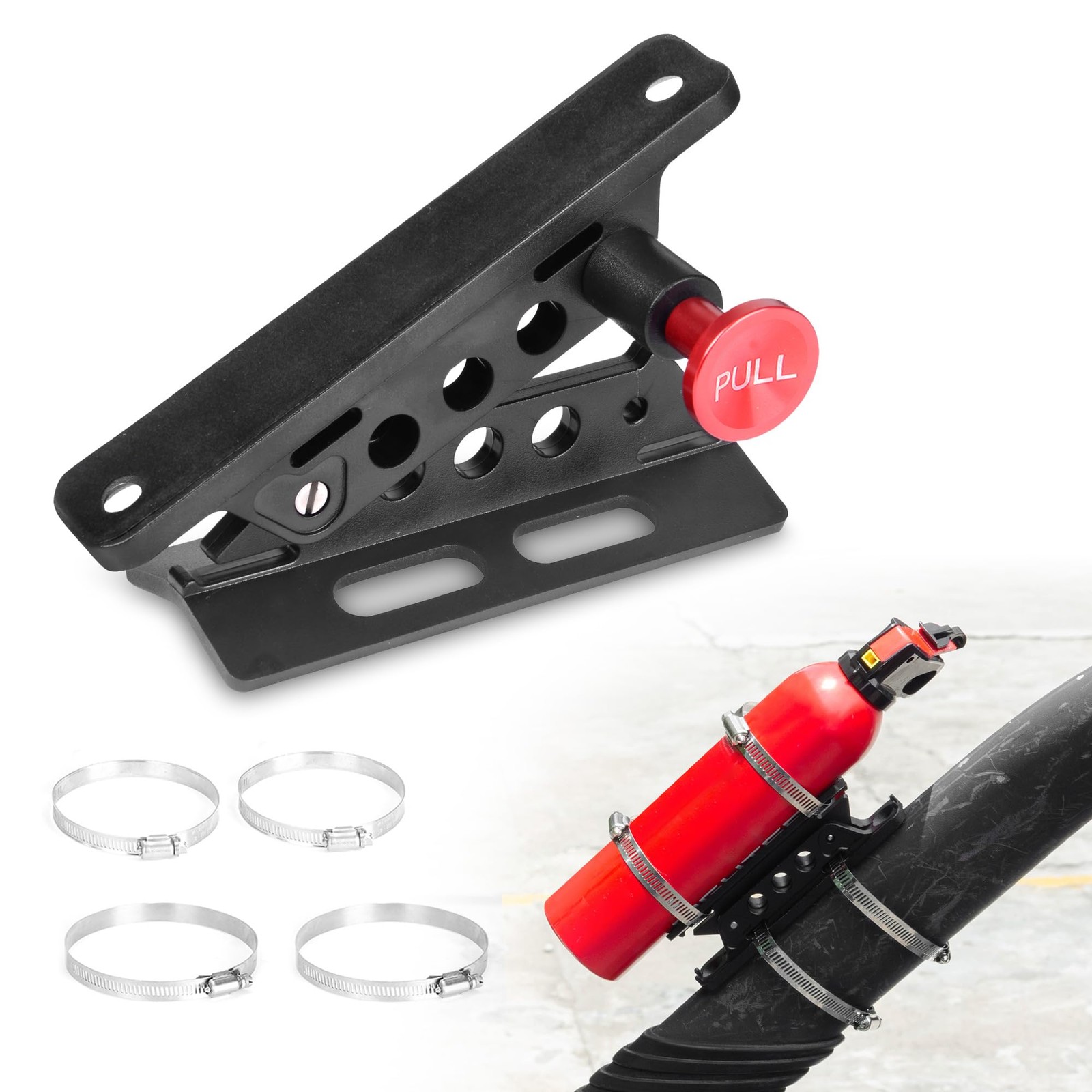 Aluminum Fire Extinguisher Mount Bracket Kit Adjustable Quick Release Roll Ba...