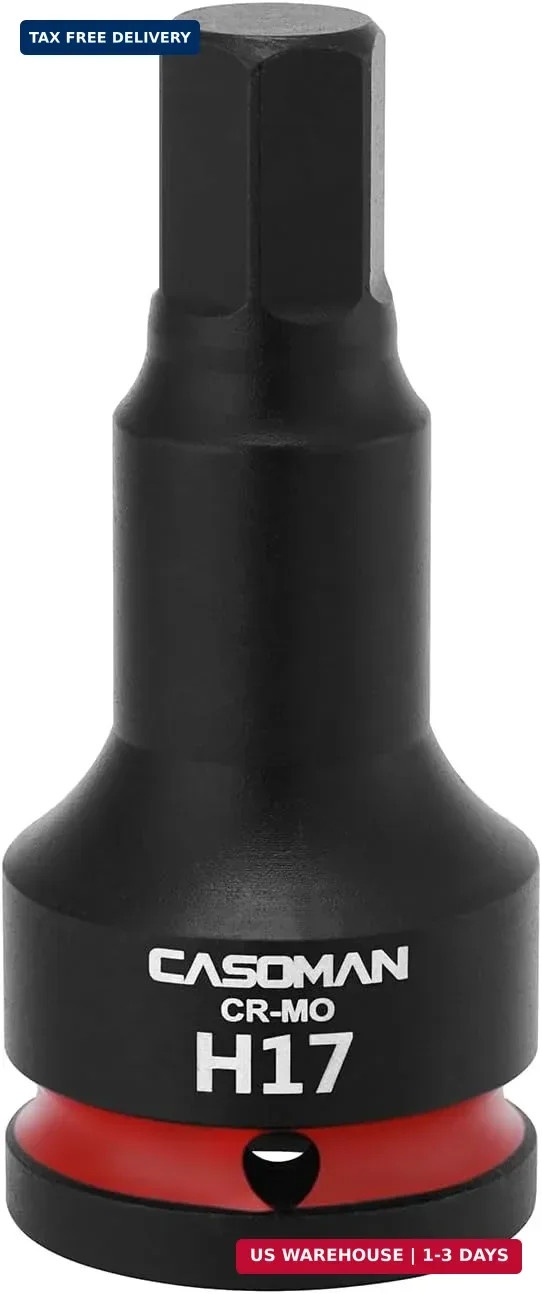 CASOMAN 3/4" Drive Large 17mm Impact Hex Bit Socket, One-Piece H17 Allen Socket