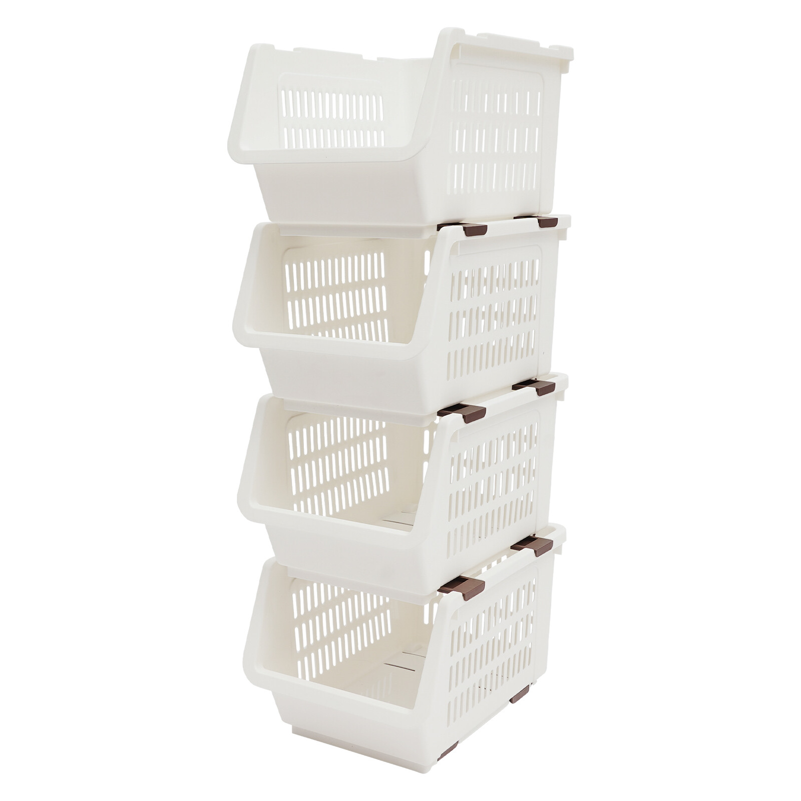 4 PCS Stacking Storage Baskets, Stackable Organizer Baskets
