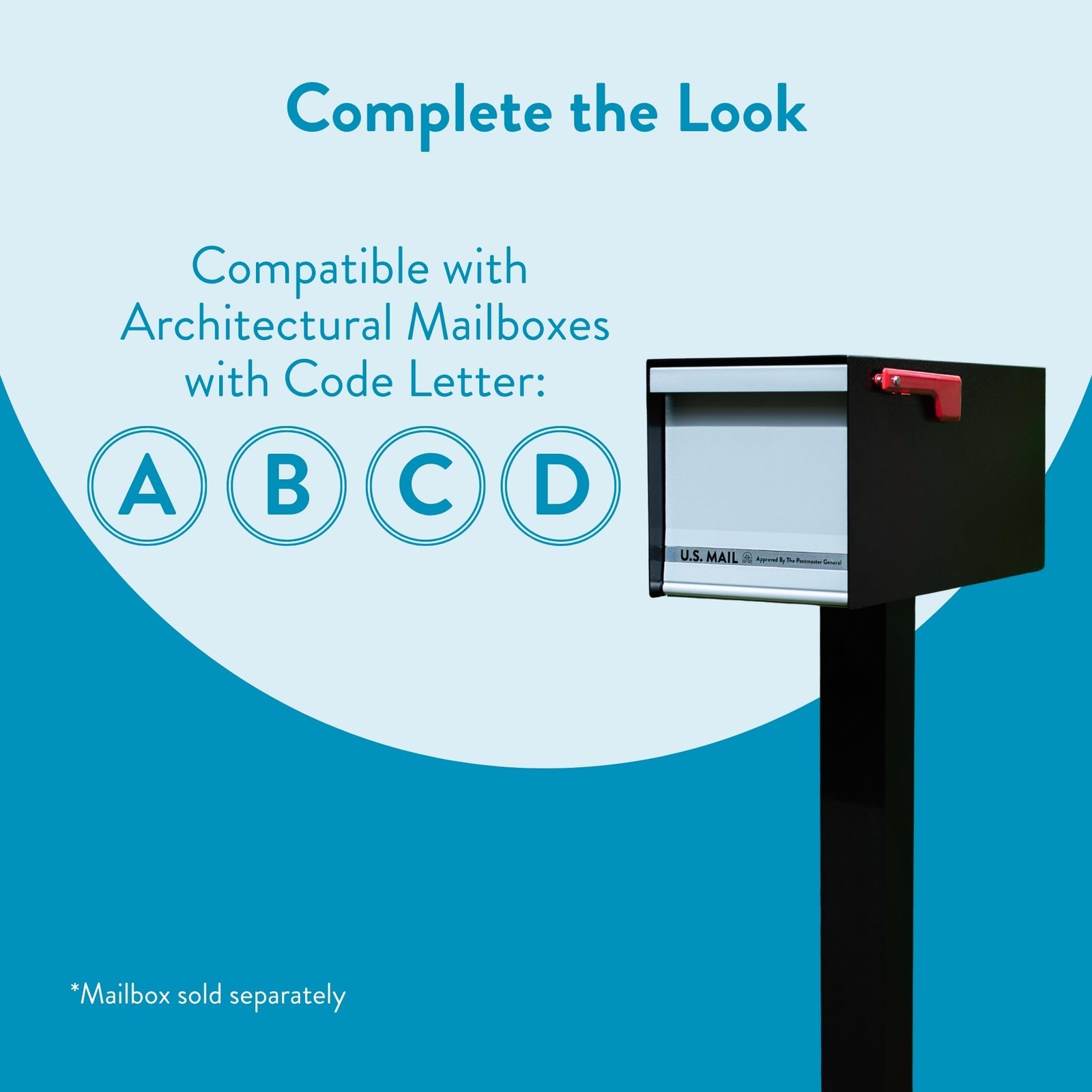 Brighton Aluminum Mailbox Post, Compatibility Code A, B, C, D, BP000BAM, Black