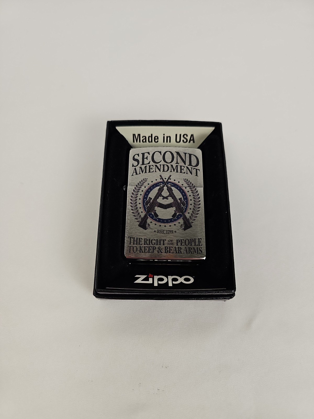 Zippo 2nd Amendment AR15 Chrome Windproof Lighter NIB USA