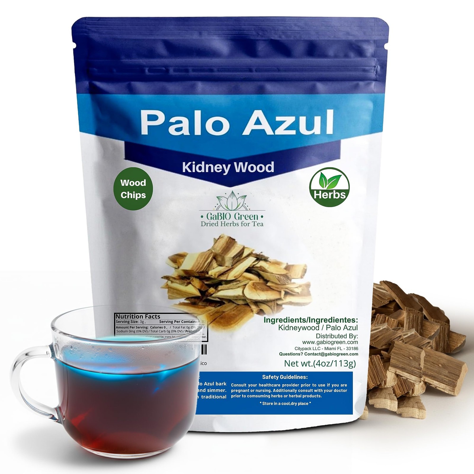 Kidney Wood 4 oz, Resealable Bag , Blue Stick Tea , Palo Azul Tea Bark , Palo