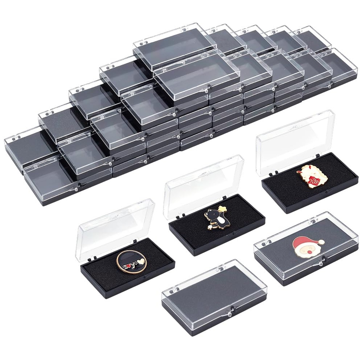 WEBEEDY 36 Pcs Lapel Pin Display Case Clear Plastic Pin Box for Gift, Jewelry...