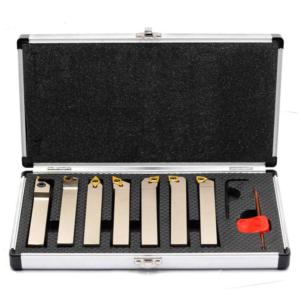 5/8"Shank Nickel Plated Indexable Lathe Turning Tool Holder 7 Pieces/Set,Heavy-D