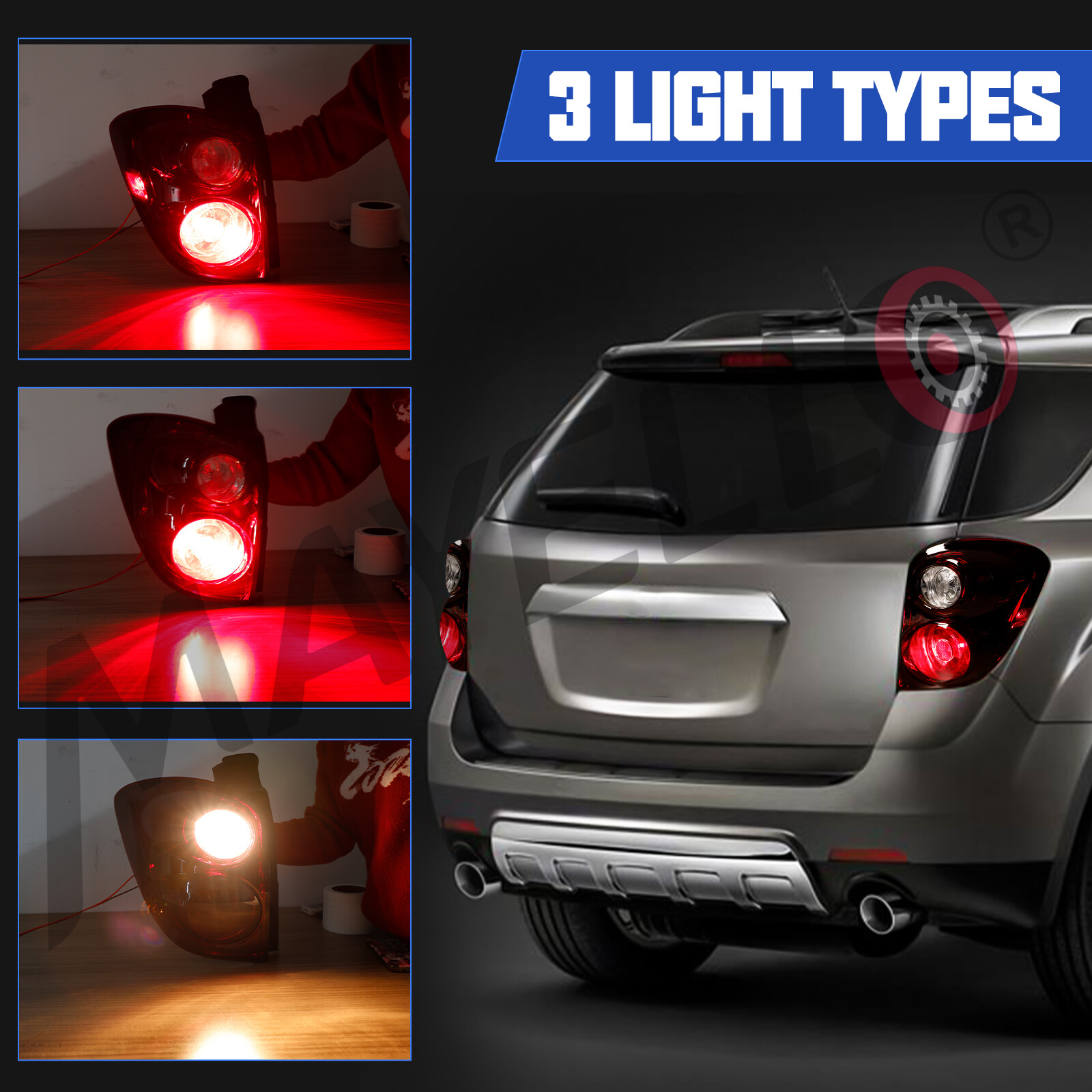 Fit 2010-2015 Equinox Smoke Red Tail Lights Driver + Passenger Side Replacement