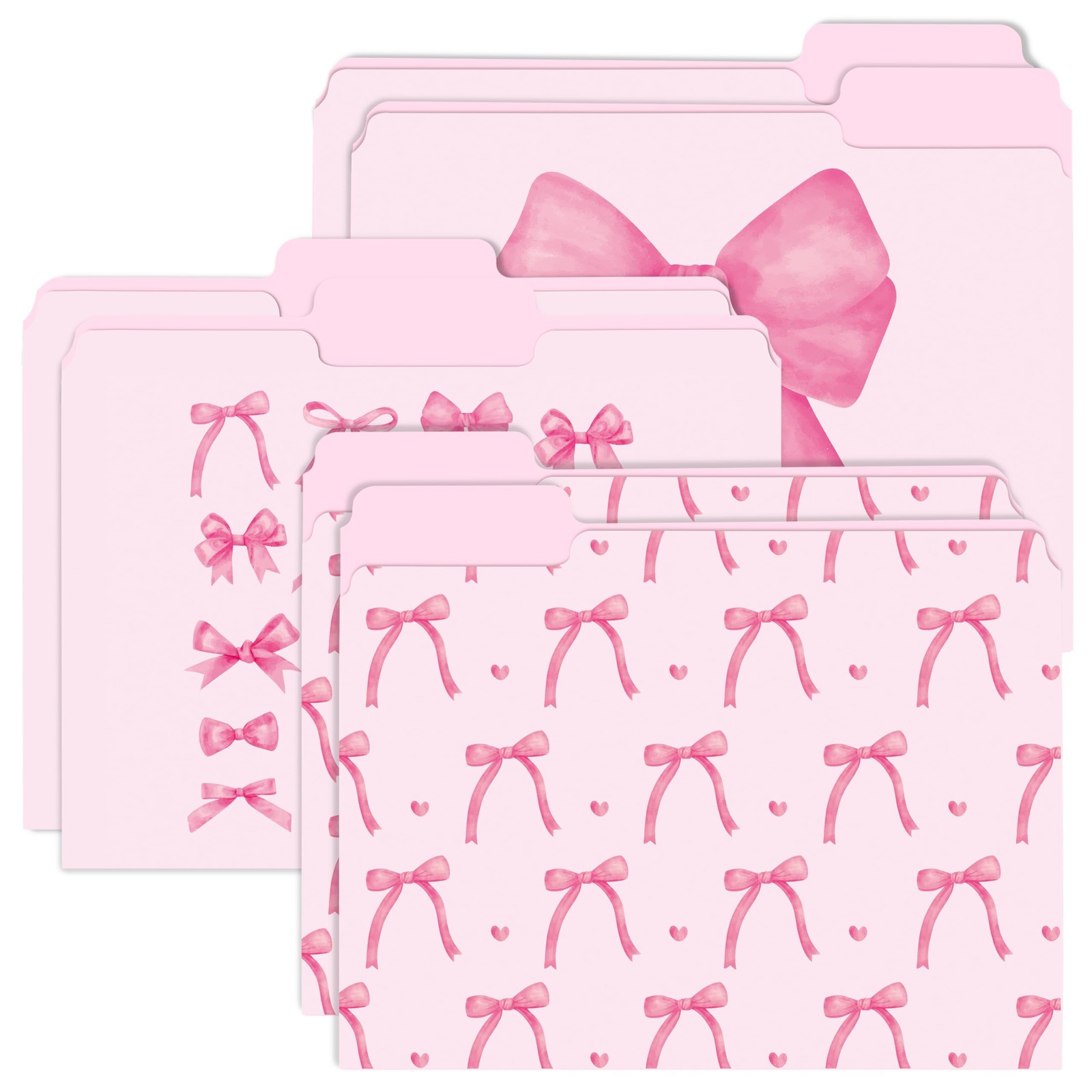 Coquette Pink Bow File Folders Letter Size Decorative File Pockets 12 PCS