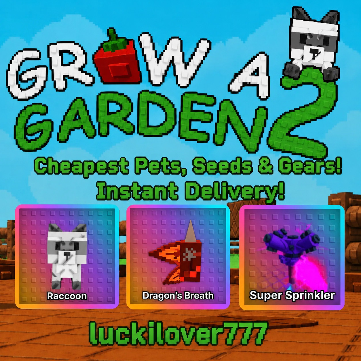 Roblox Grow A Garden 2 - Pets, Seeds & Gears, Cheapest! Instant Delivery!