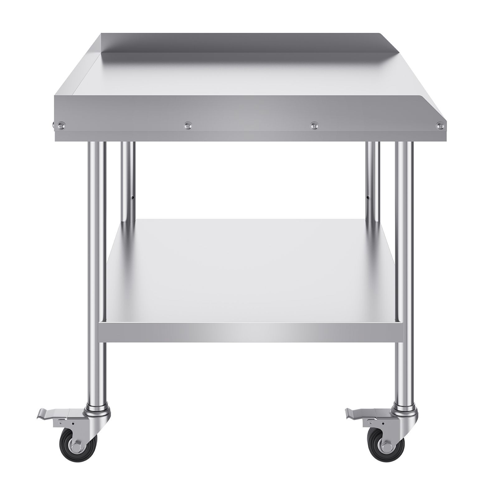 30x36x30in Stainless Steel Work Table With Backsplash 4 Casters