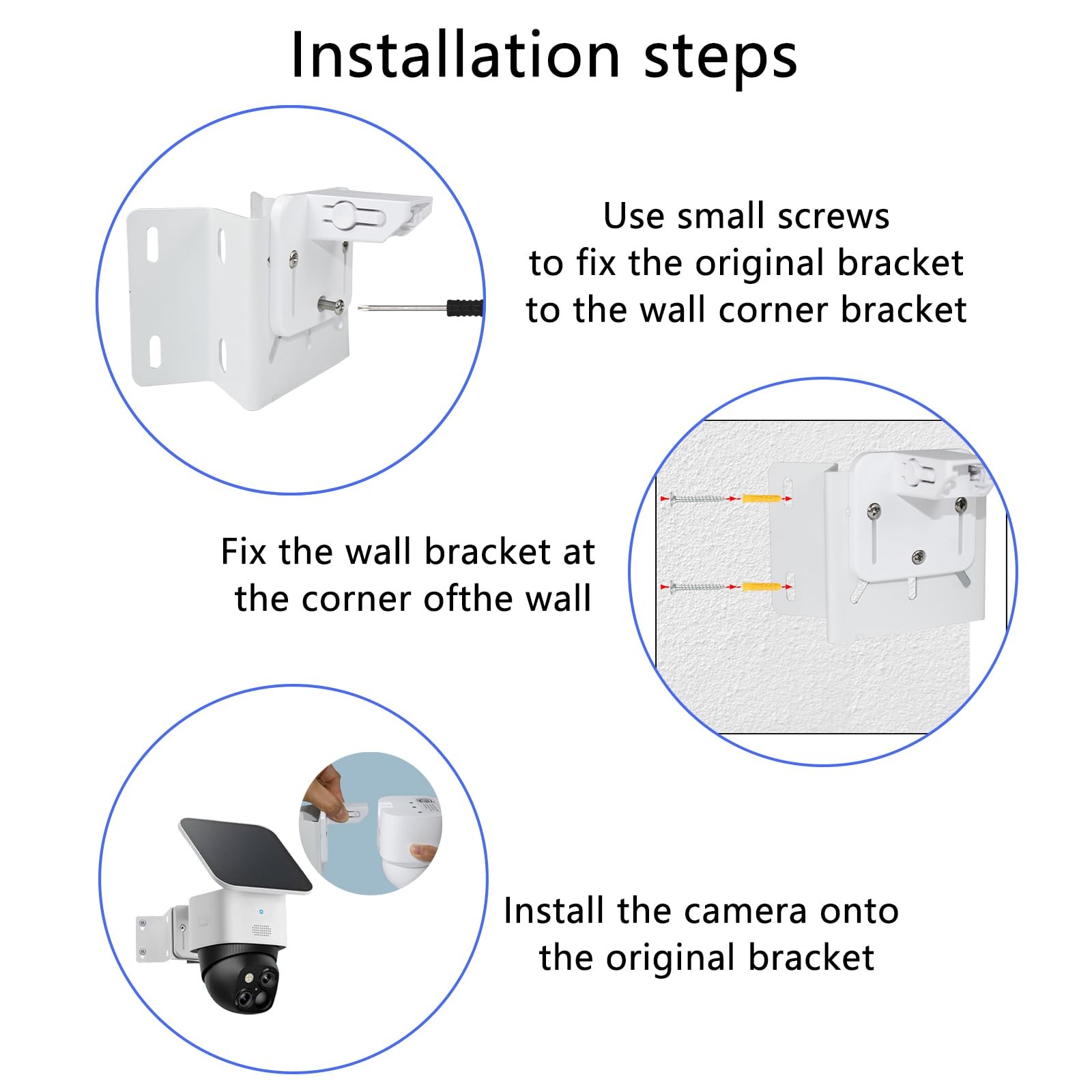 2 Pack Metal Mounting Corner Bracket for Security Camera, Stainless Steel Cor