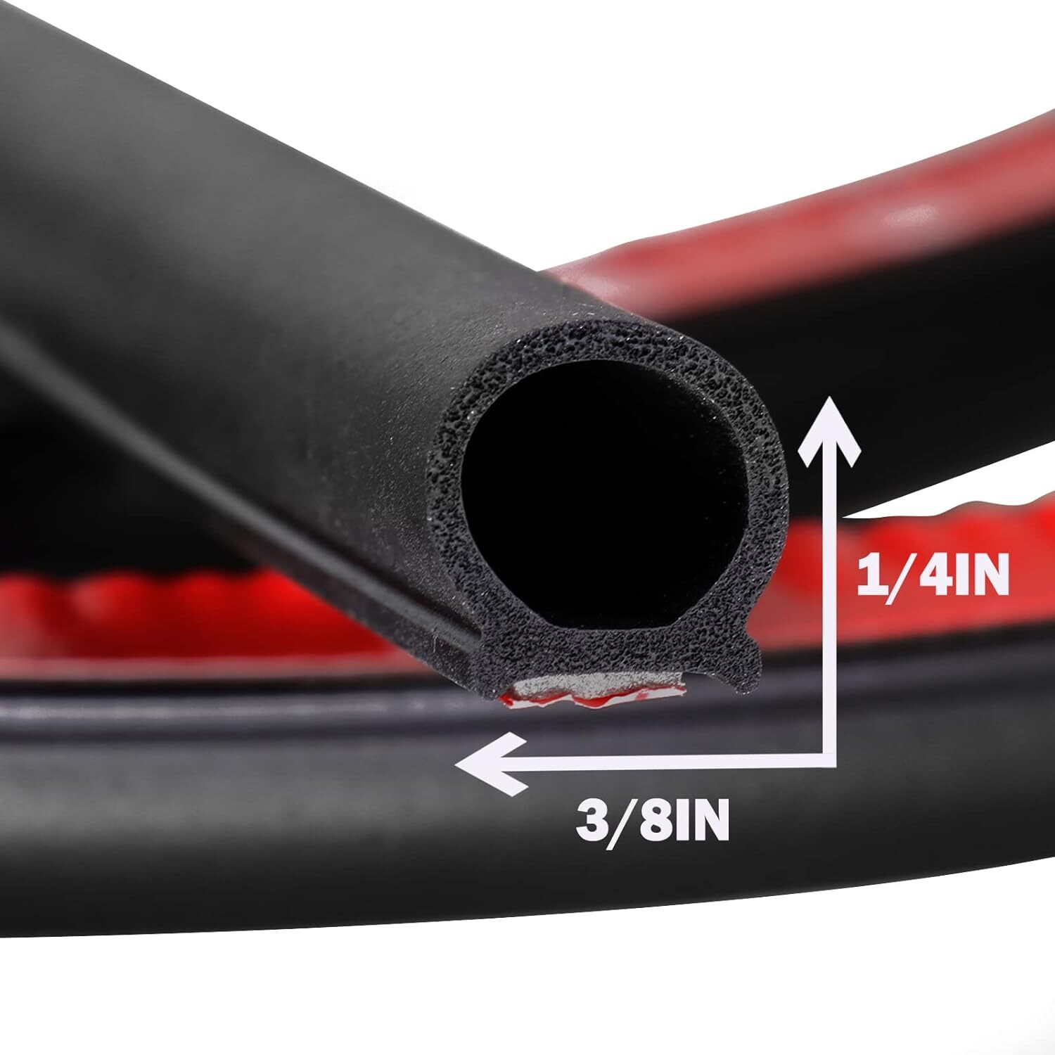3/8" D Shape Car Door Rubber Weather Stripping Self-Adhesive Soundproof Seal