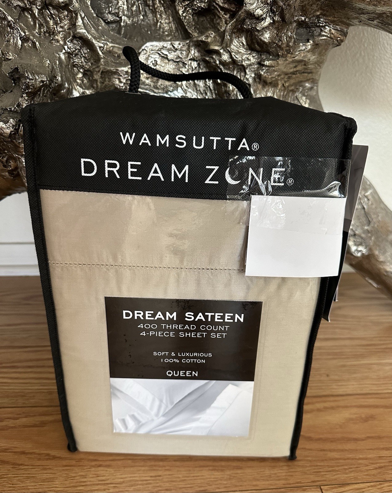 Wamsutta Dream Zone Sateen Taupe 400 TC 4 Piece Queen Sheet Set 100% Cotton