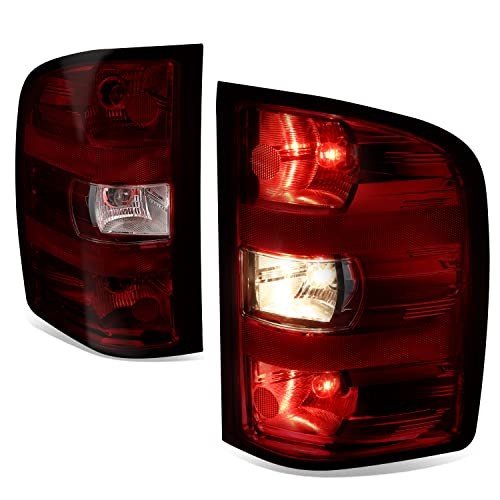 TL-ZTL-005-DKR of Tail Lights Compatible with 07-13 Silverado Somked Red Pair