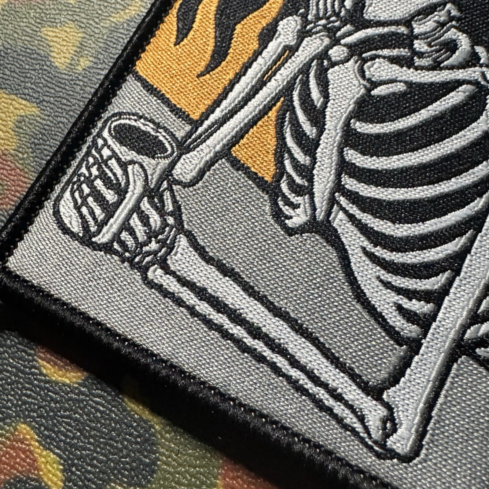 🔥💀☕️ I’M FINE SKELETON MEME Woven Patch Hook/Loop Back FUNNY INTERNET COFFEE