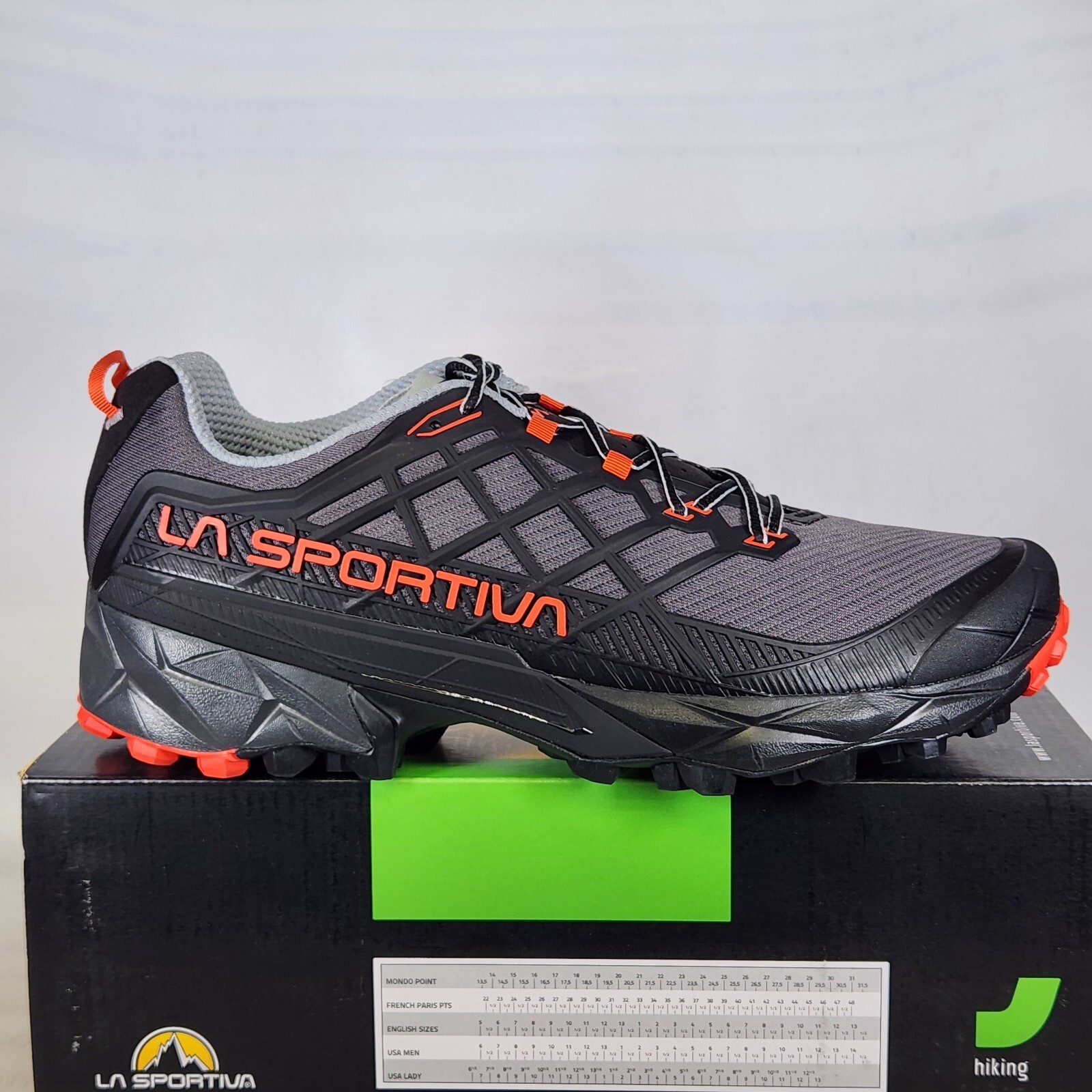 Size 12.5+ (EU 46.5) - La Sportiva Akyra II - Carbon / Cherry Tomato - Mens