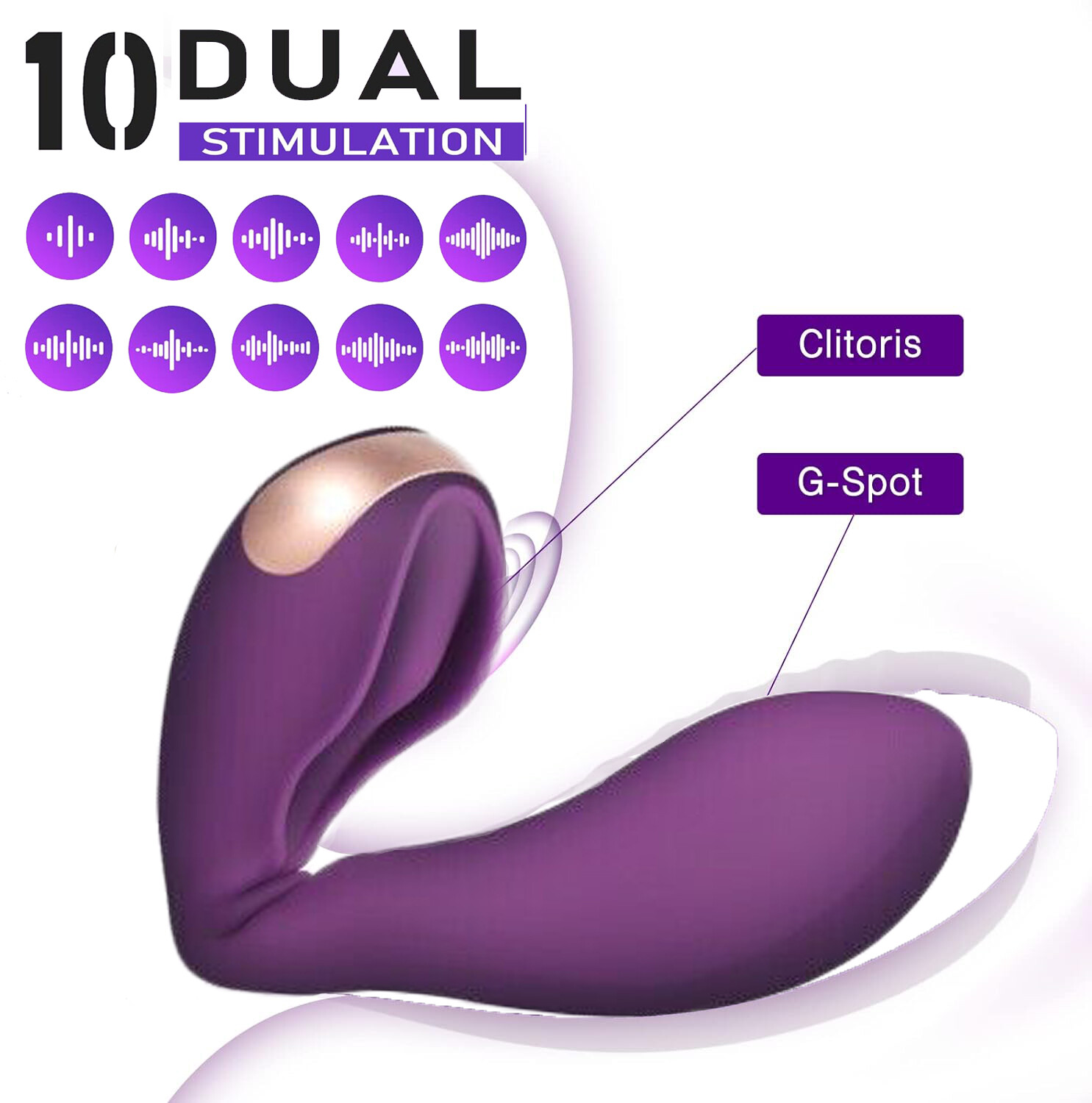 Clitoral G-Spot Vibrator Dual Stimulation Vagina Anal Massager Sex Toy for Women