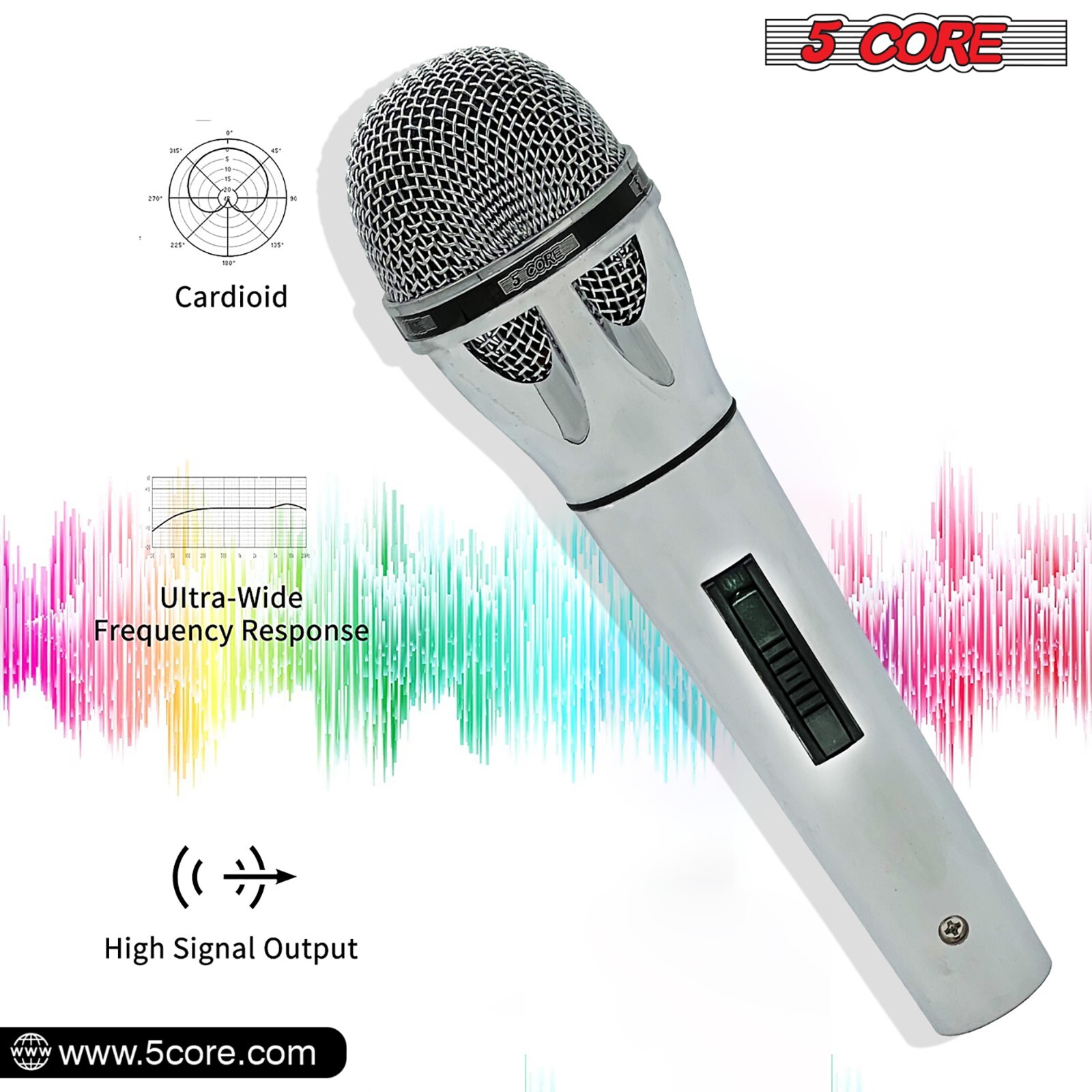 5Core Premium Vocal Dynamic Cardioid Handheld Microphone Unidirectional Mic