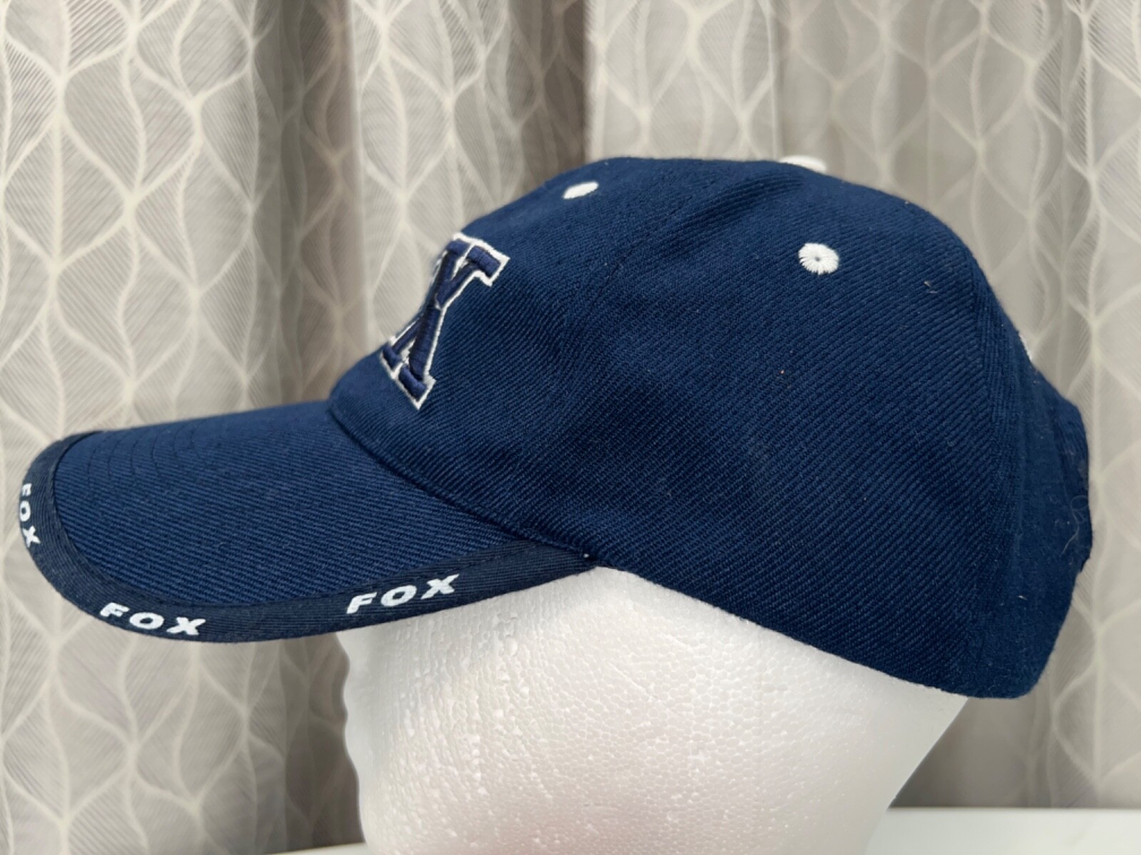 Fox Racing Logo Navy blue with White Hat Cap Hook Loop Good Condition