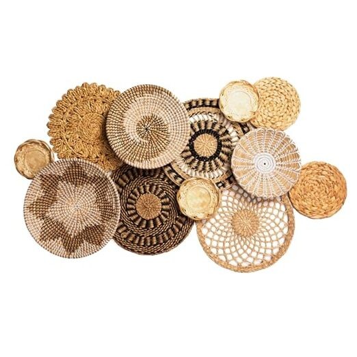 Set 12 Boho Wicker Rattan Plate Basket Set For Décor Set of 12 Natural Classic