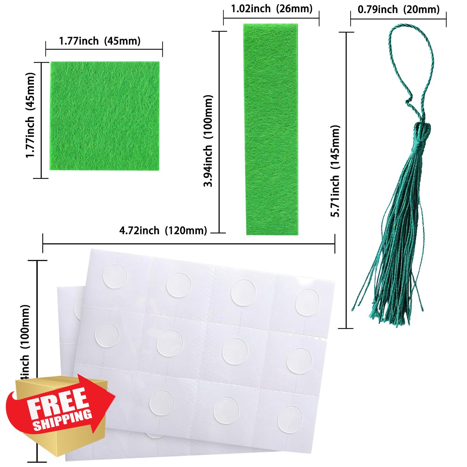 Ephlyn 24pc 2026 Grad Cap Cupcake Toppers Green Tassel Congrats