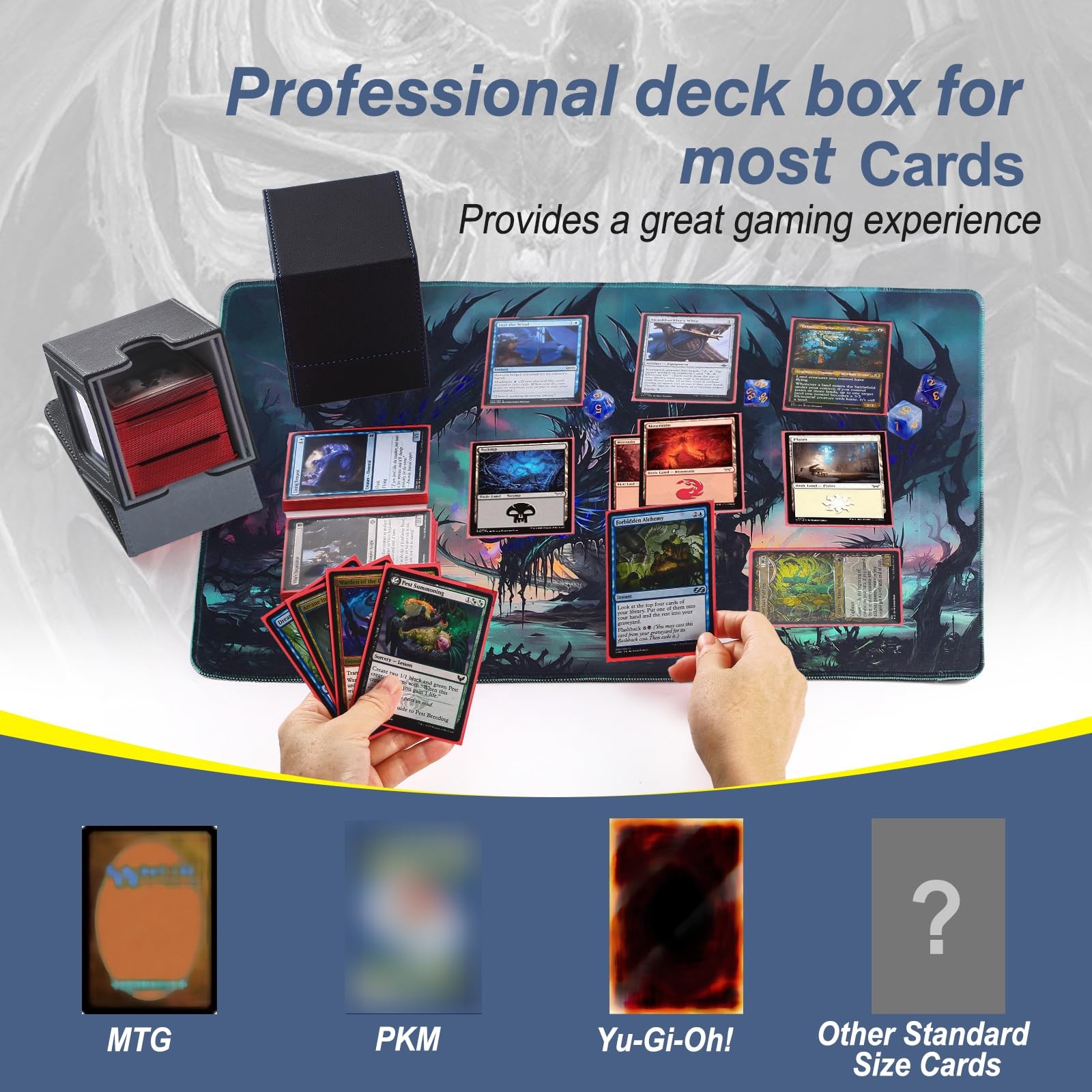 Stepane MTG Deck Box, Double Display 120+-With Windows, Black/Grey