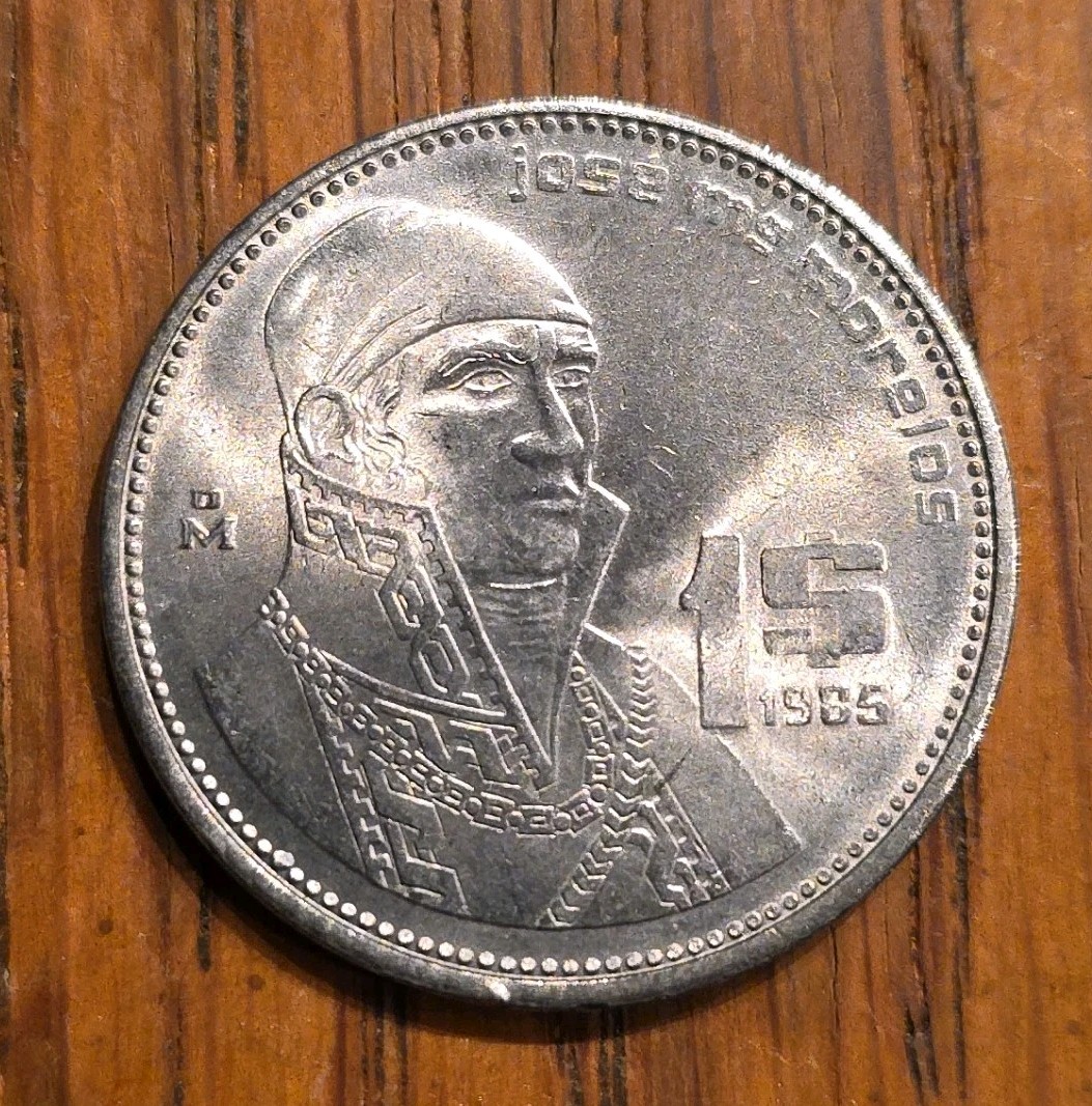 1985 Mexico 1 Peso One, Emblem Of Mexico, José Morelos, 24.5mm Stainless Steel