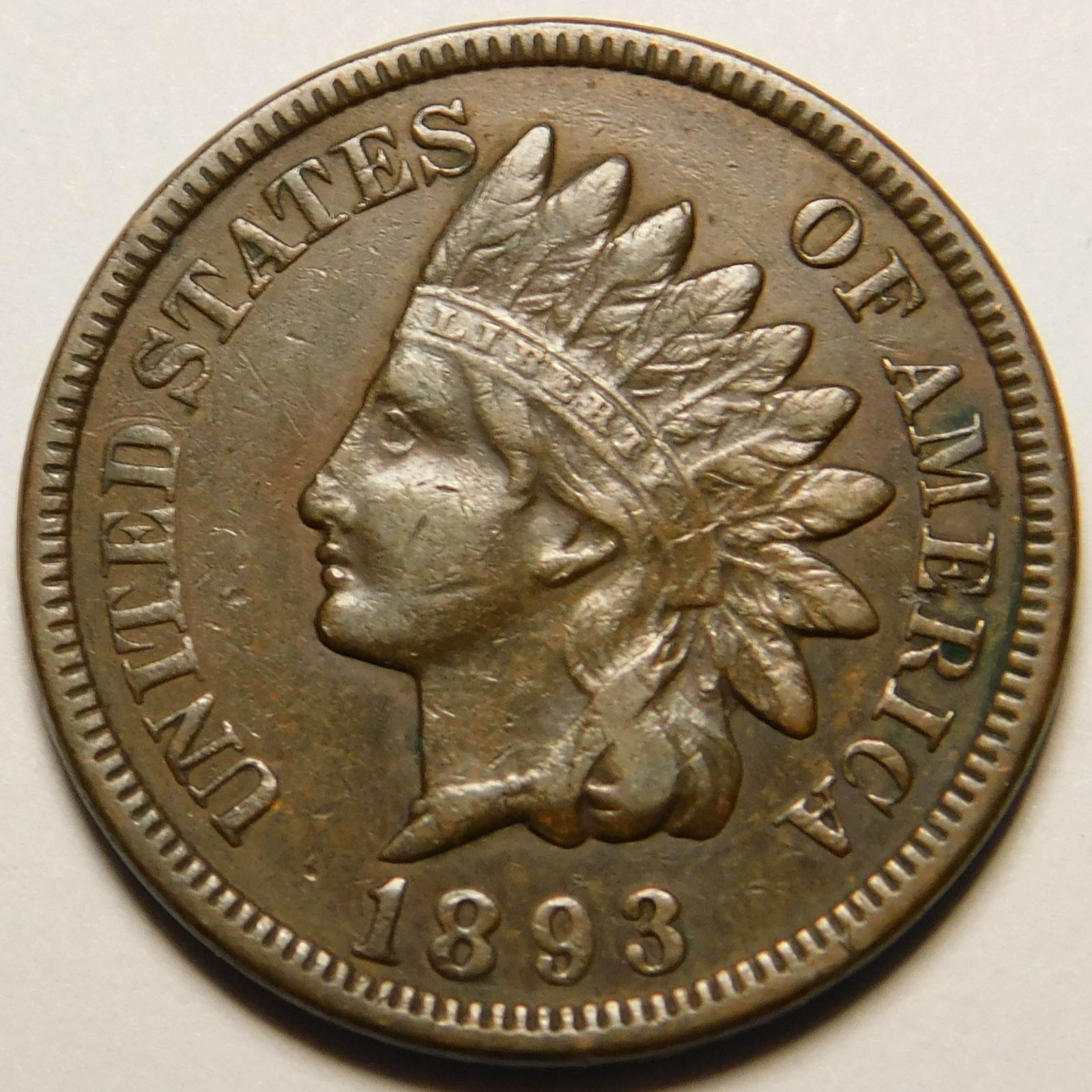 1893 Indian Head Cent Penny EF - XF   "Not Cleaned -Actual Coin Pictured"