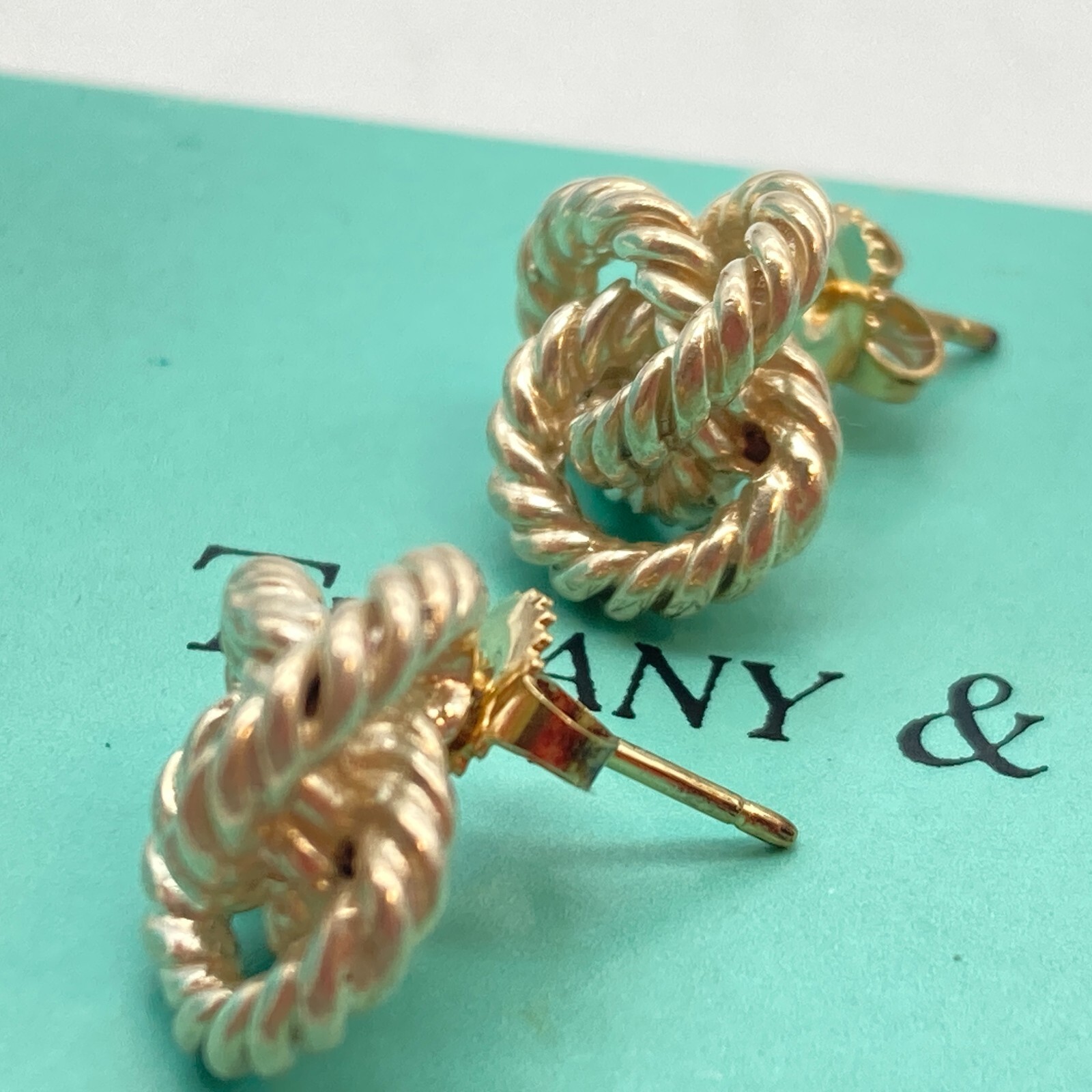 Tiffany & Co. Twist Rope Stud Earrings Gold Silver 7.0g