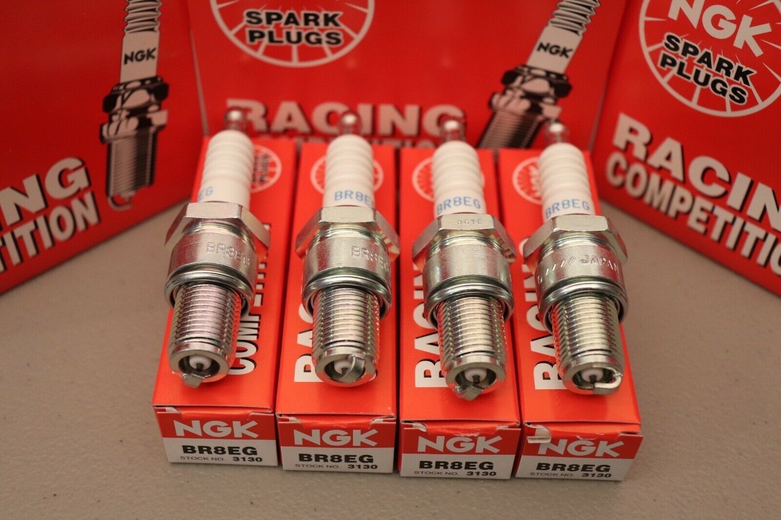 BR8EG NGK Spark Plugs Kit 3130 Set of 4 For RM250 CR250R CR500R YZ250