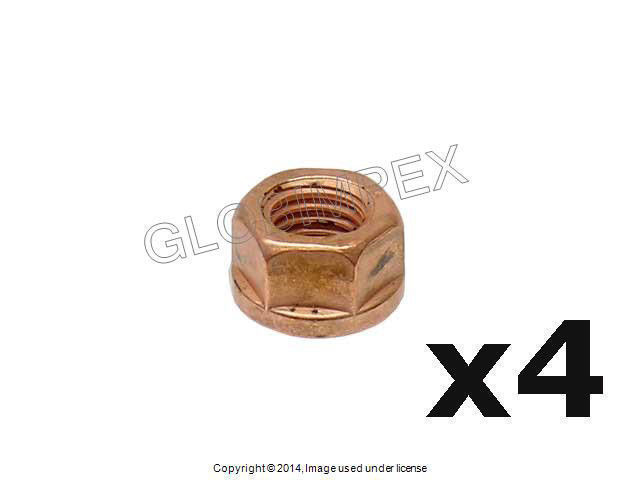 BMW (1967-2011) Copper Lock Nut Exhaust Flange (10 mm) Set of 4 O.E.M.