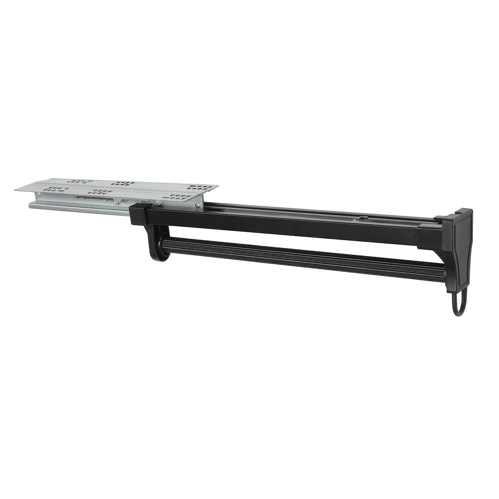 Pull Out Clothes Hanger Rod Adjustable Wardrobe Clothing Rail Hanger Rack Black