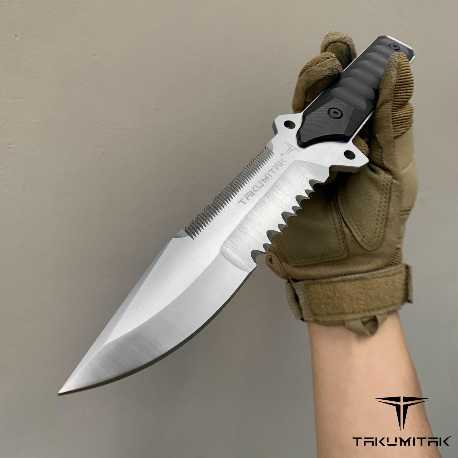 Takumitak 11" Fixed Blade Knife D2 4.90mm Blade Kydex Sheath G10 Tactical Gear