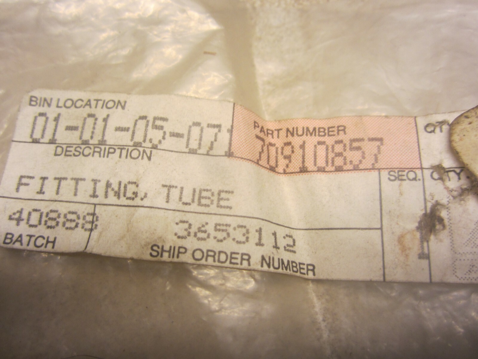 Agco 70910857 Tube Fitting