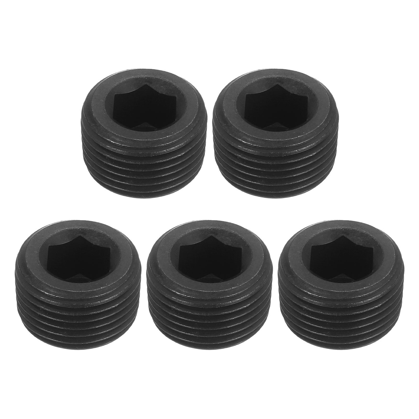 5Pcs Socket Pipe Plugs, PT 3/8"Carbon Steel Hex Thread Pipe Caps, Black