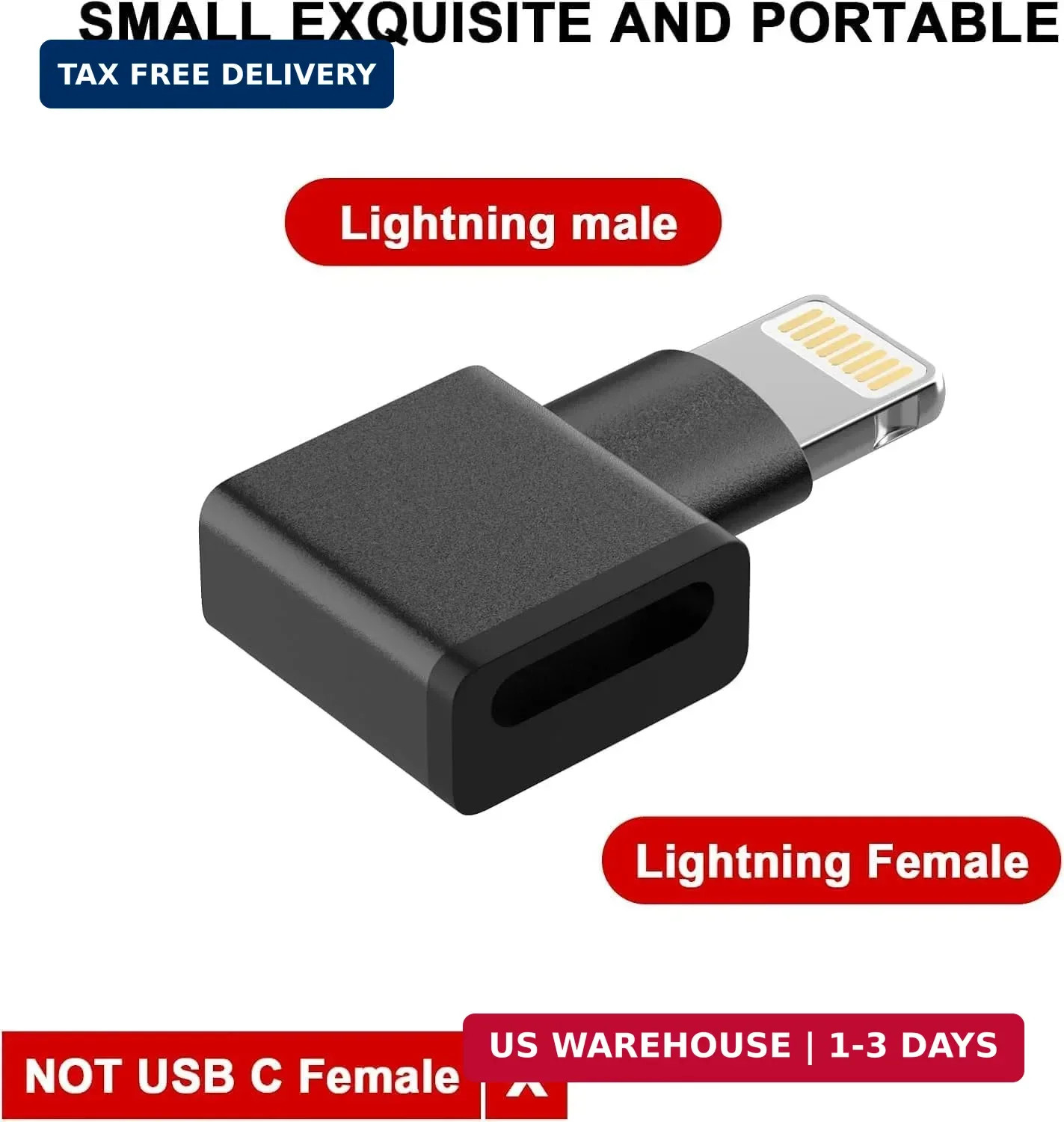 [Apple MFi Certified] Lightning Extender Adapter for iPhone Charger,2 Pack 90 De