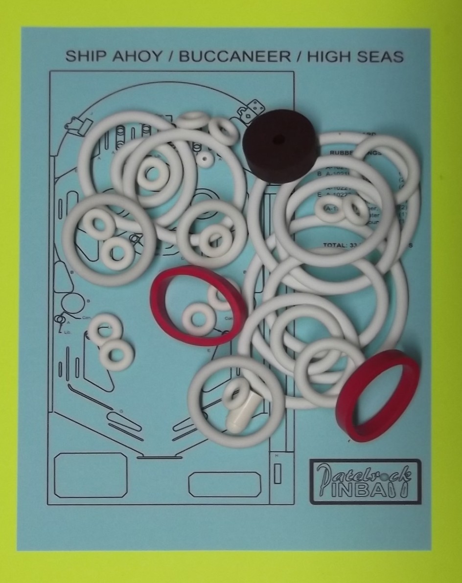 1976 Gottlieb Ship Ahoy / Buccaneer / High Seas Pinball Machine Rubber Ring Kit