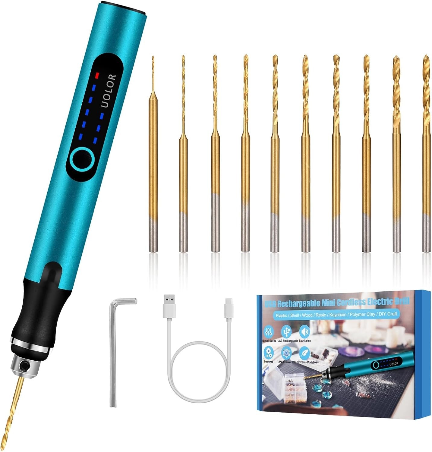 3-Speed Cordless Mini Drill Pen Rechargeable DIY Electric Hand Drill W/ 10 Small